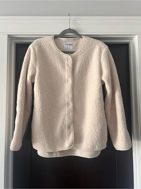 NWT Old Navy Size Medium Women's Collarless Sherpa Jacket